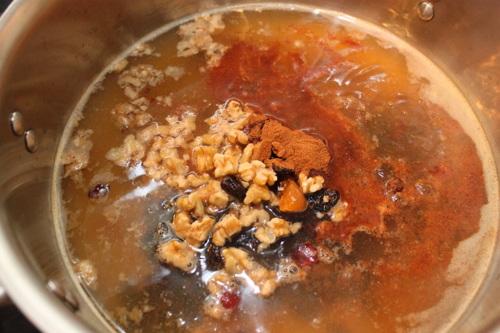 Apple Cider Oatmeal- Add fruit, nuts and spices